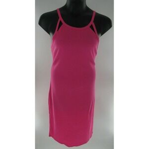 Plus Size Pink Solid Ribbed Racerback Tank Y2K Retro Minimalist Stretchy Size 3X